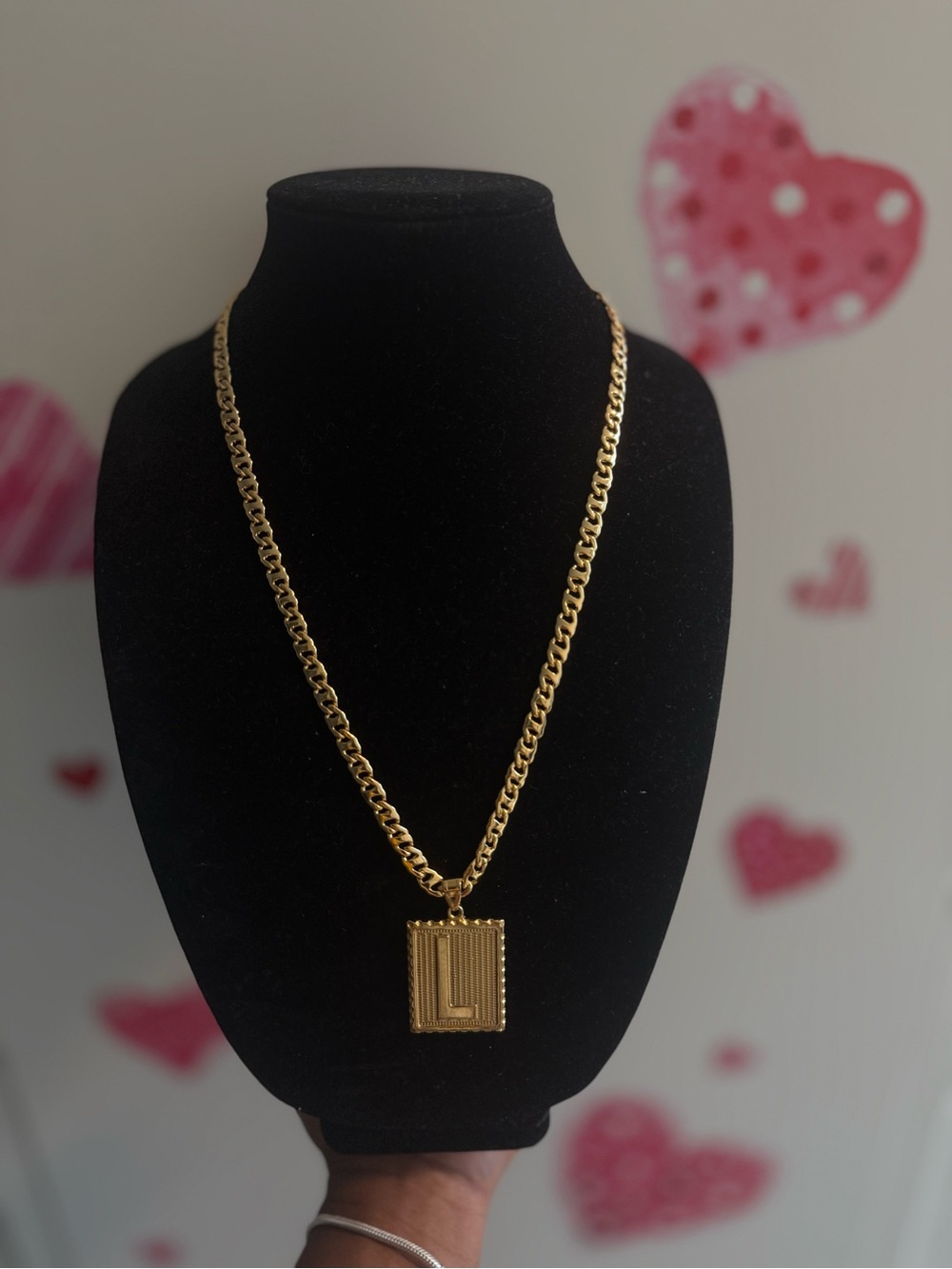 Gold Letter L Pendant Chain Necklace for Men